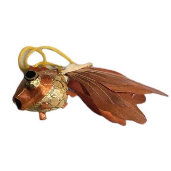 VTG NIB Metal Gold Tone Christmas Tree Ornament 3D & Gold Fish Bradford Gift Set - Picture 4 of 9